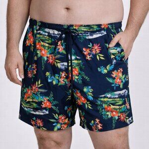 🌴 Lands’ End Tropical Swim Trunks | Men’s 2XL (46–48) | Hawaiian Floral Shorts